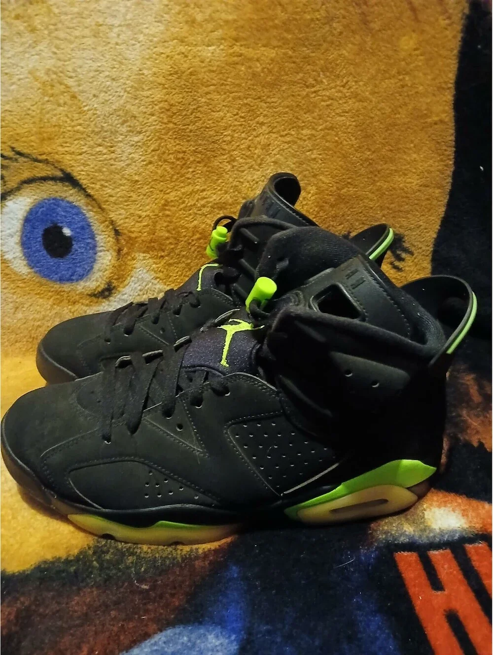 Jordan 6 Retro Black Electric Green Men's Sneakers Size 10